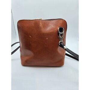 Florence Made in Italy Leather Bag Crossbody Classic Zip Around Brown